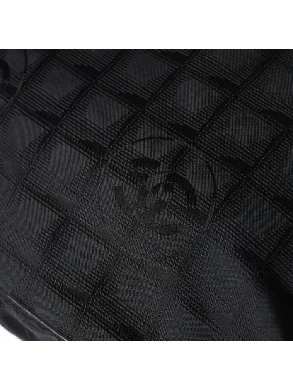 Chanel New Travel Line Tote Bag MM Black Nylon Jacquard CC Logo Gold